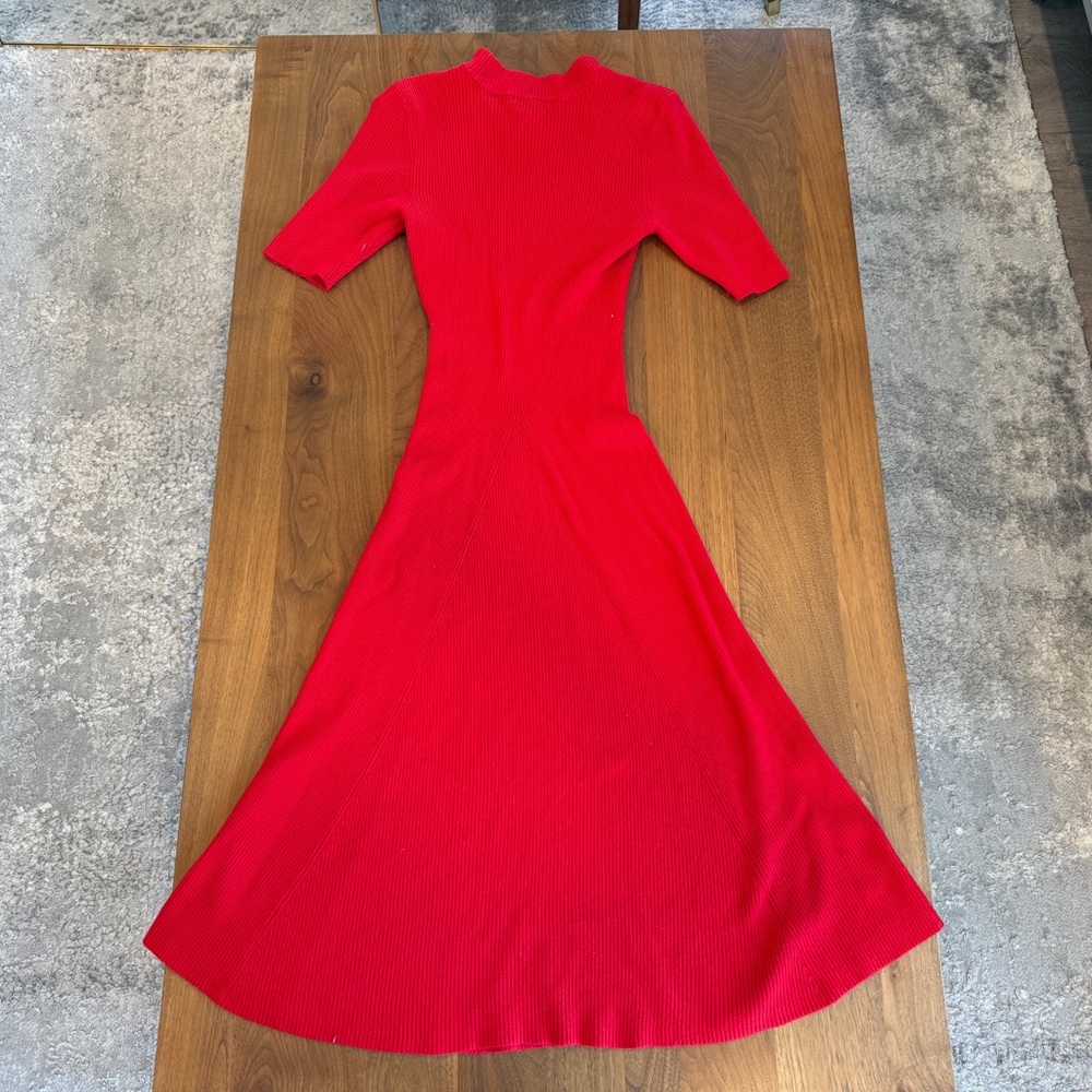 H&M Women's Red Ribbed Midi Sweater Dress Size S - Picture 5 of 6